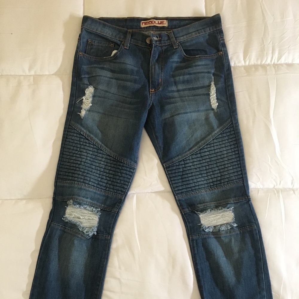 Denim biker jeans